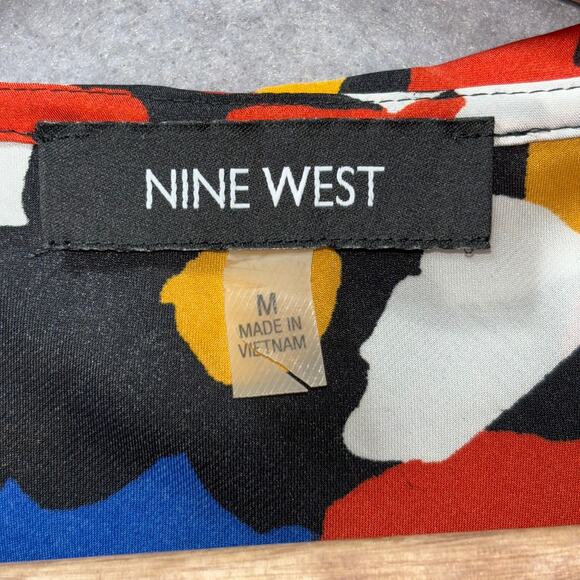 Nine West Sleeveless Artsy Abstract Painted Floral Medium Tunic Top Modern Boho - Picture 4 of 7